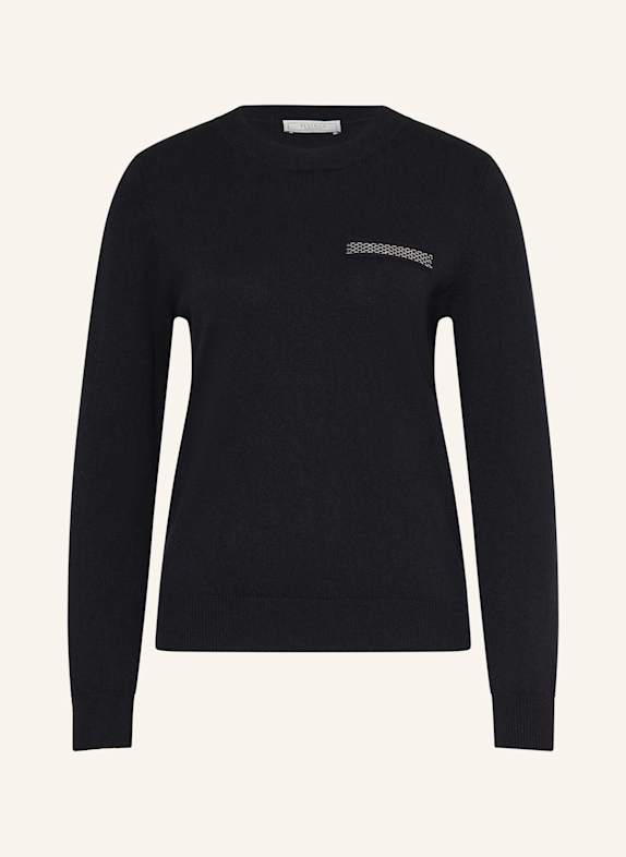 PESERICO Blue pullover mit Seide und Schmucksteinen DUNKELBLAU