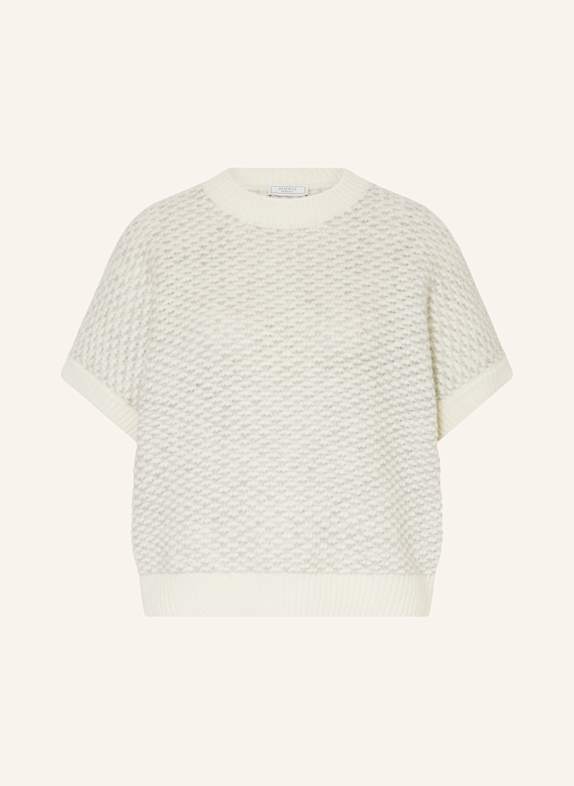 PESERICO A Cube crew-neck T-shirt Toni neutri und Glitzergarn HELLGRAU/ WEISS