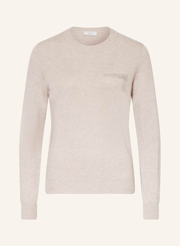 PESERICO Blue pullover mit Seide und Schmucksteinen HELLBRAUN
