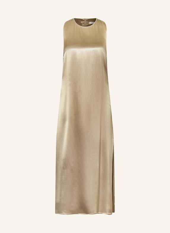 PESERICO Satinkleid mit Schmucksteinen BEIGE