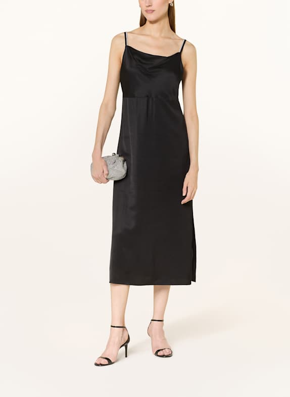 PESERICO Satinkleid SCHWARZ