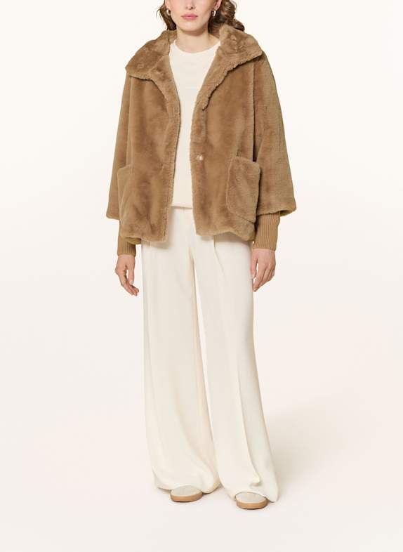 s.Oliver BLACK LABEL Kunstfell-Jacke HELLBRAUN