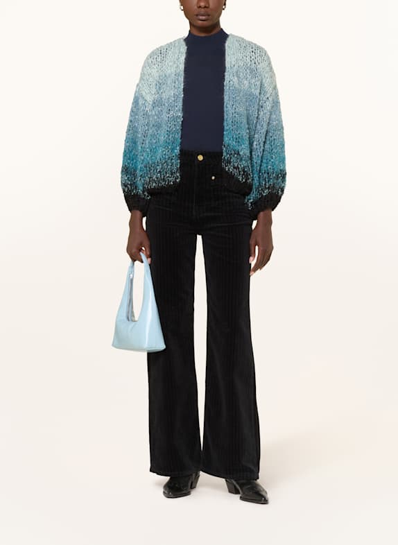 MAIAMI Knit cardigan with mohair TEAL / BLACK / BLUE GRAY