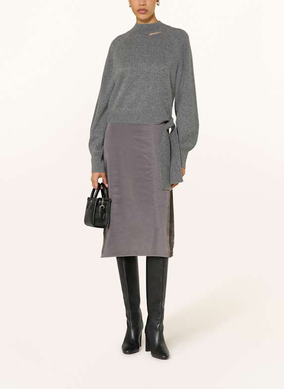 BOSS Set FLALINA: Pullover mit Cut-out und Satinkleid GRAU / DUNKELGRAU