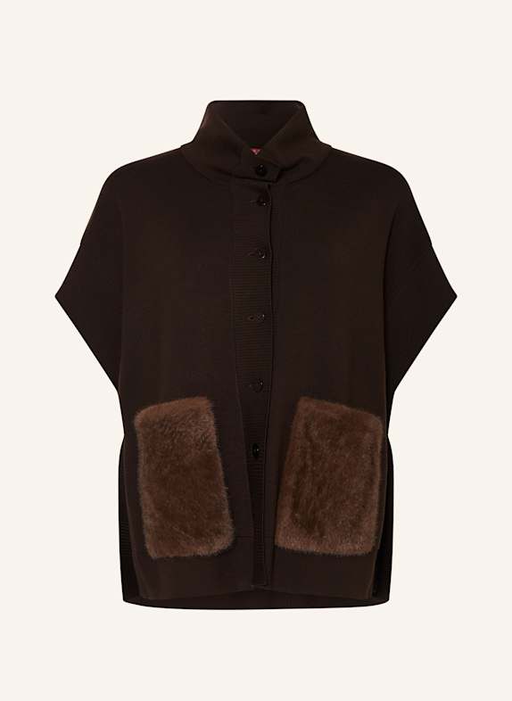 MARINA RINALDI Cape OTTICO mit Kunstpelz DUNKELBRAUN / BRAUN