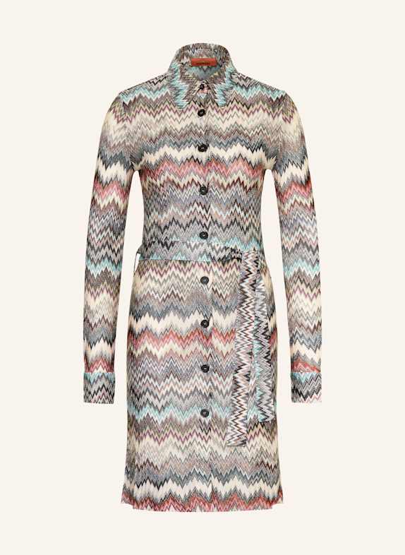 MISSONI Hemdblusenkleid ECRU/ BLAUGRAU/ DUNKELGRÜN