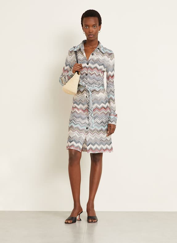 MISSONI Shirt dress ECRU/ BLUE GRAY/ DARK GREEN