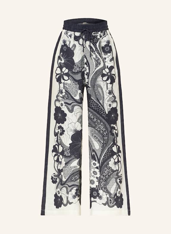 ALÉMAIS Linen trousers MICKEY ECRU/ DARK BLUE