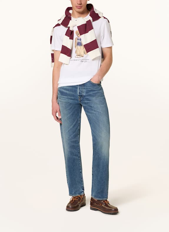 POLO RALPH LAUREN T-Shirt WEISS / HELLBRAUN / DUNKELBLAU