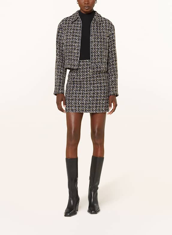 BOSS JAWEDI bouclé jacket with glitter thread BLACK/ DARK GREEN/ LIGHT PURPLE