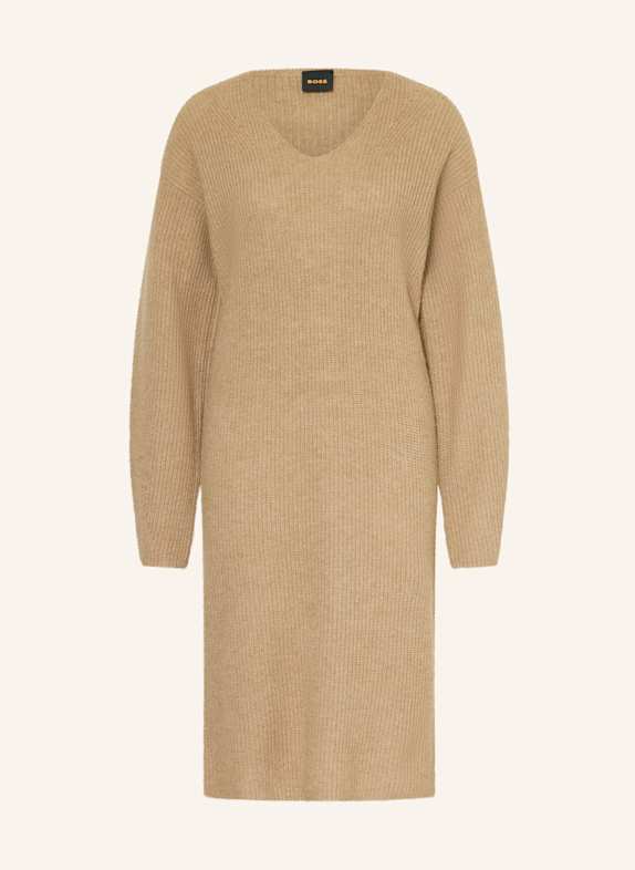 BOSS Stickkleid FUSIL mit Alpaka CAMEL