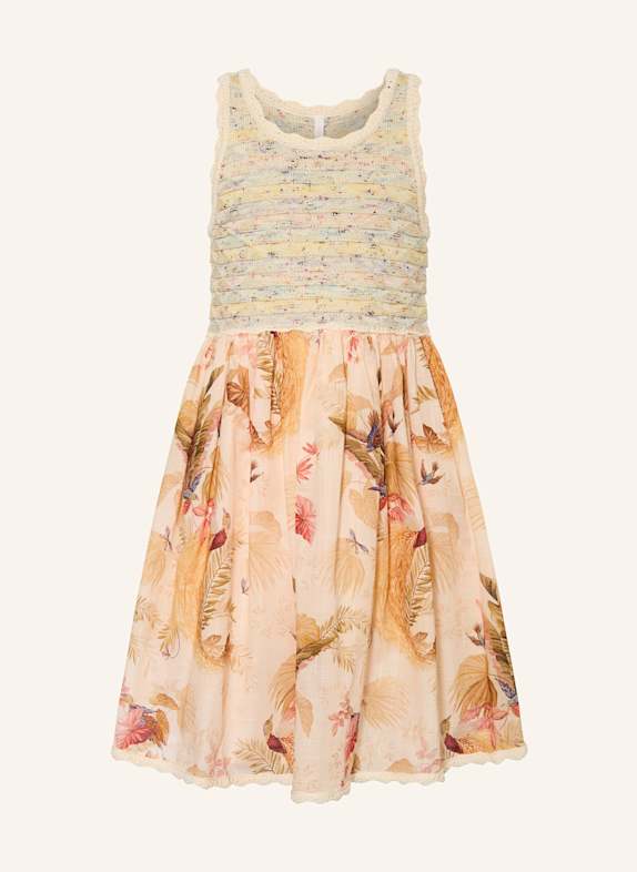 ZIMMERMANN Kleid RHIANNON im Materialmix ROSÉGOLD/ DUNKELROT/ KHAKI