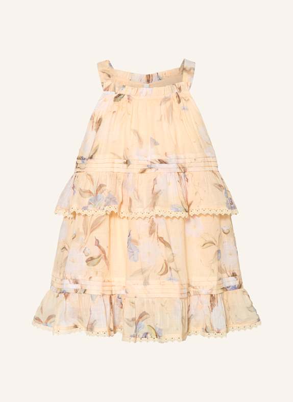 ZIMMERMANN Kleid CASCADIAN BLAU/ KHAKI/ HELLORANGE