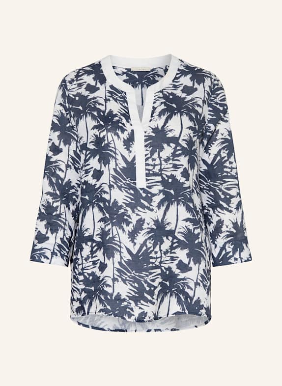 lilienfels Blusenshirt aus Leinen mit 3/4-Arm BLAU/ WEISS