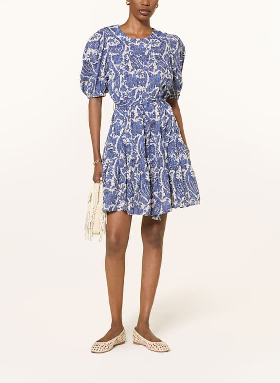 ULLA JOHNSON Kleid ROSALIE ECRU/ BLAU