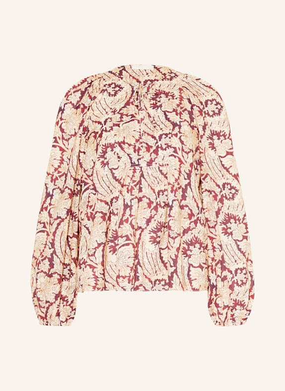 ULLA JOHNSON Blusenshirt BREA BEIGE/ DUNKELROT