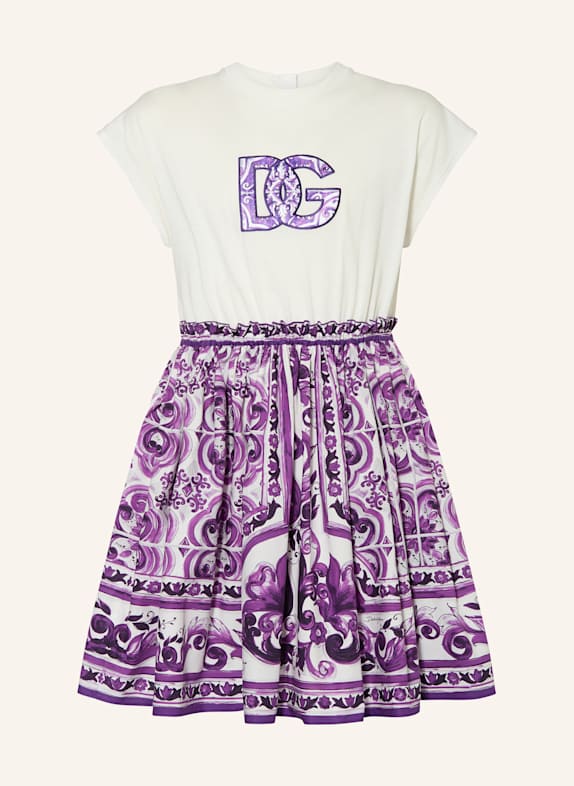 DOLCE & GABBANA Kleid im Materialmix LILA/ DUNKELLILA/ WEISS