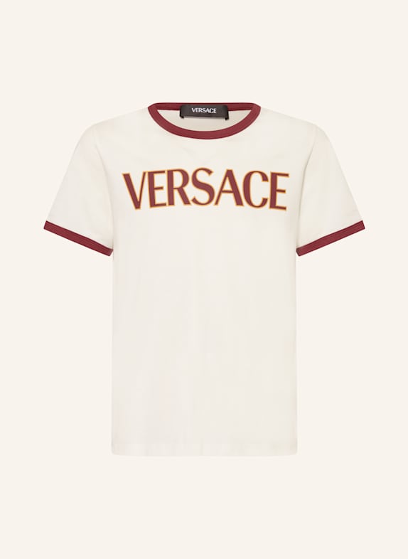VERSACE T-shirt BIAŁY/ CIEMNOCZERWONY