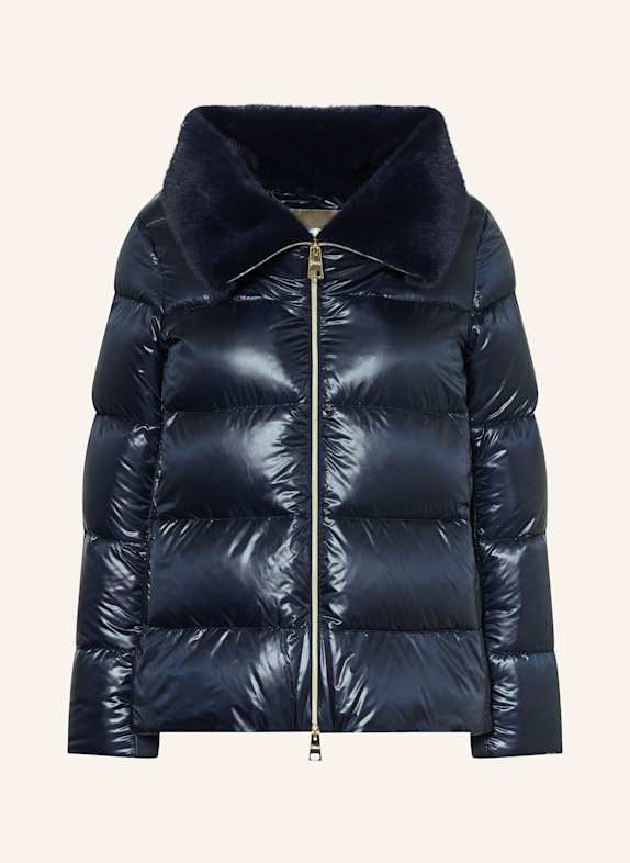 HERNO Daunenjacke mit Kunstfell DUNKELBLAU