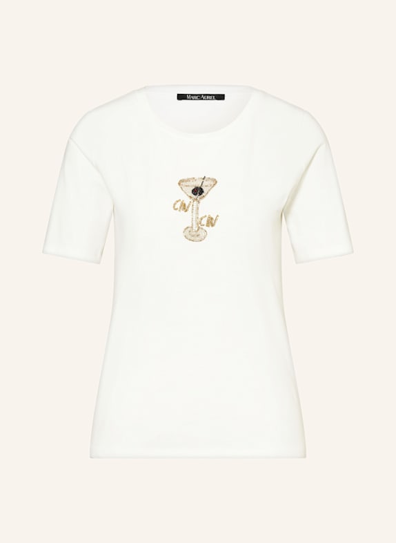MARC AUREL T-Shirt mit Schmucksteinen WEISS