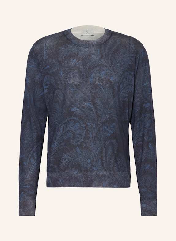 ETRO Pullover aus Seide und Cashmere DUNKELBLAU/ BLAUGRAU