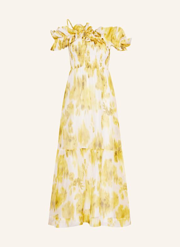 MARYAN MEHLHORN Strandkleid SOFT FOCUS FLORALS mit Leinen und Seide WEISS / GELB