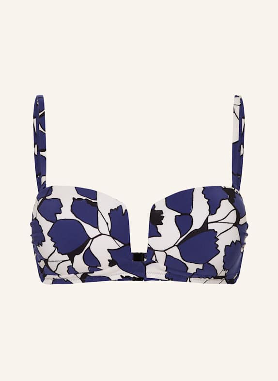 MARYAN MEHLHORN Bandeau-Bikini-Top BLUE LEAVES BLAU/ CREME/ SCHWARZ