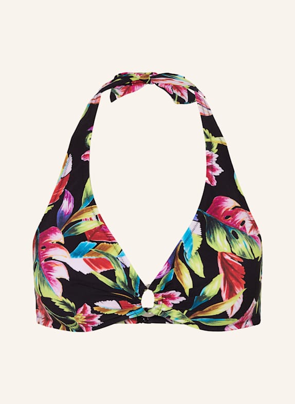 Lidea EXOTIC BLAZE halter neck bikini top BLACK/ LIGHT GREEN/ FUCHSIA