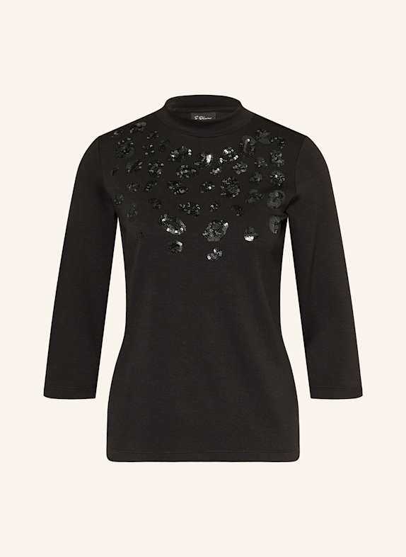 s.Oliver BLACK LABEL Shirt mit 3/4-Arm und Pailletten SCHWARZ