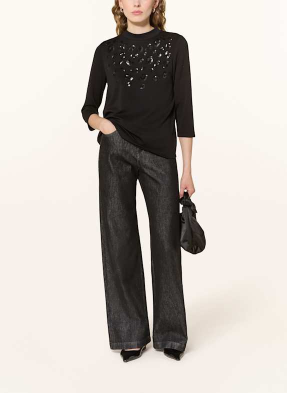 s.Oliver BLACK LABEL Shirt met 3/4-mouwen en pailletten ZWART