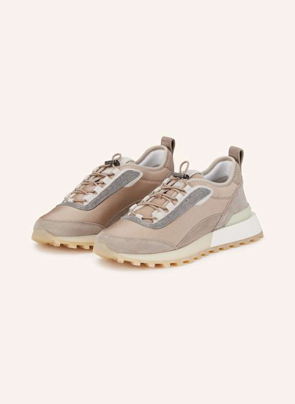 BRUNELLO CUCINELLI Sneakers with decorative gems BROWN/ BEIGE/ ECRU