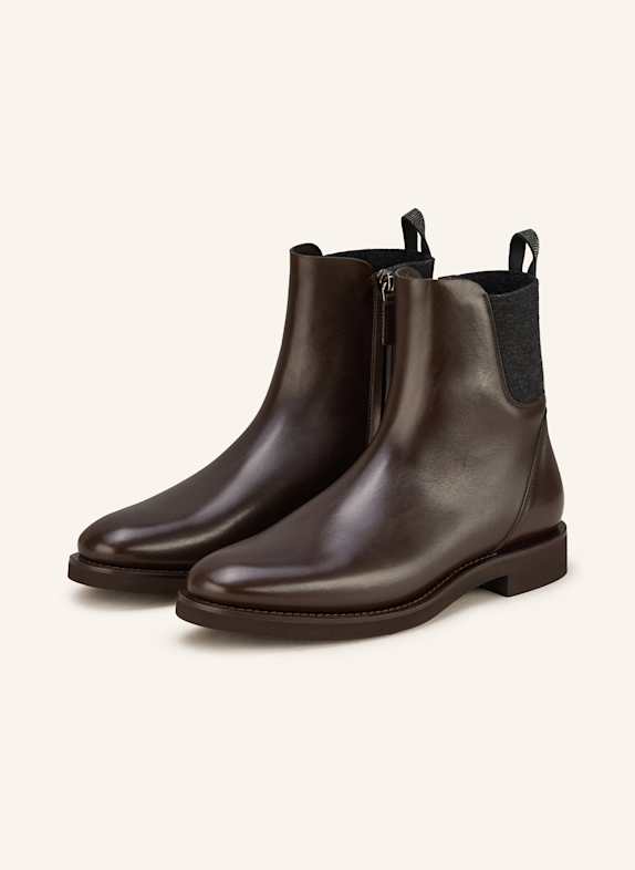 BRUNELLO CUCINELLI Chelsea boots with decorative gems DARK BROWN