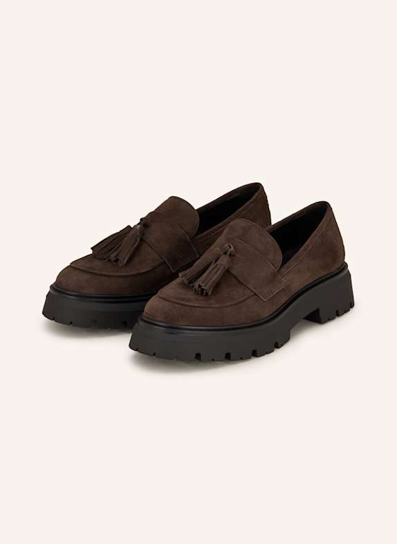 darling harbour Loafersy na platformie CIEMNOBRĄZOWY