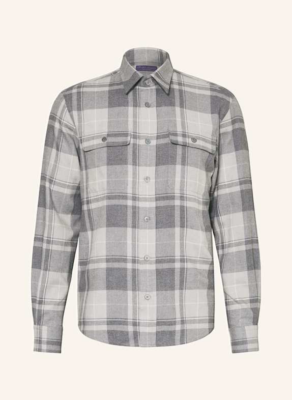 RALPH LAUREN PURPLE LABEL Flanellhemd Regular Fit mit Seide GRAU/ HELLGRAU/ ECRU