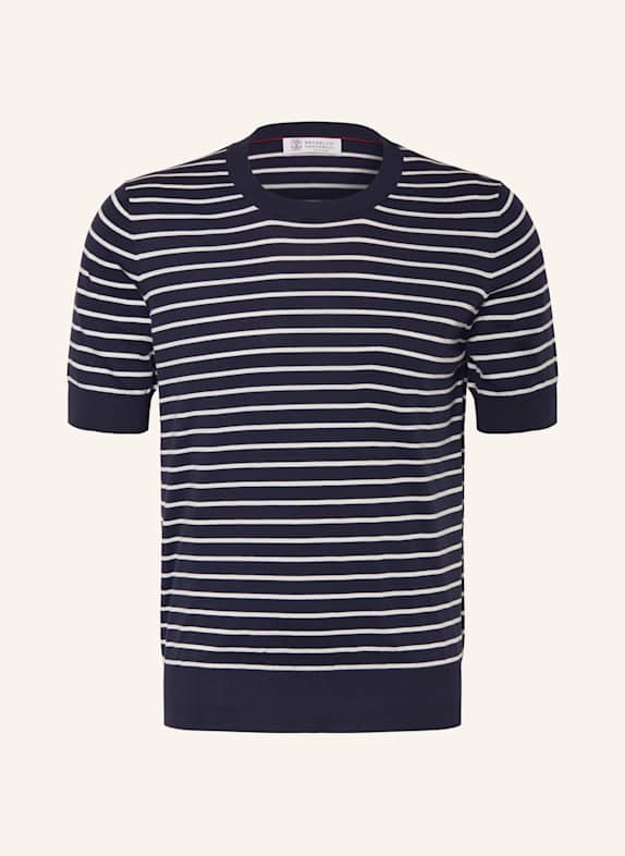 BRUNELLO CUCINELLI Knit shirt DARK BLUE/ WHITE
