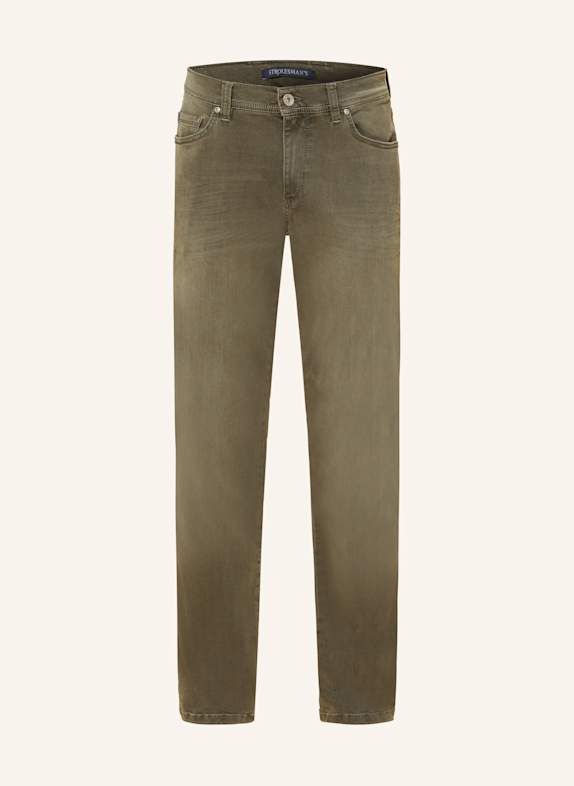STROKESMAN'S belted longline shirt Bianco 5132 Denim Green