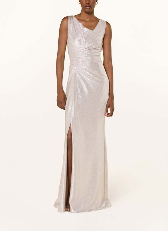 TALBOT RUNHOF Evening dress with glitter thread PLATINUM