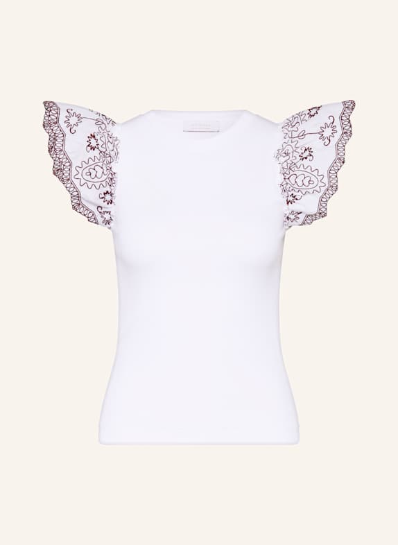 Rich & Royal T-Shirt im Materialmix mit Rüschen WEISS