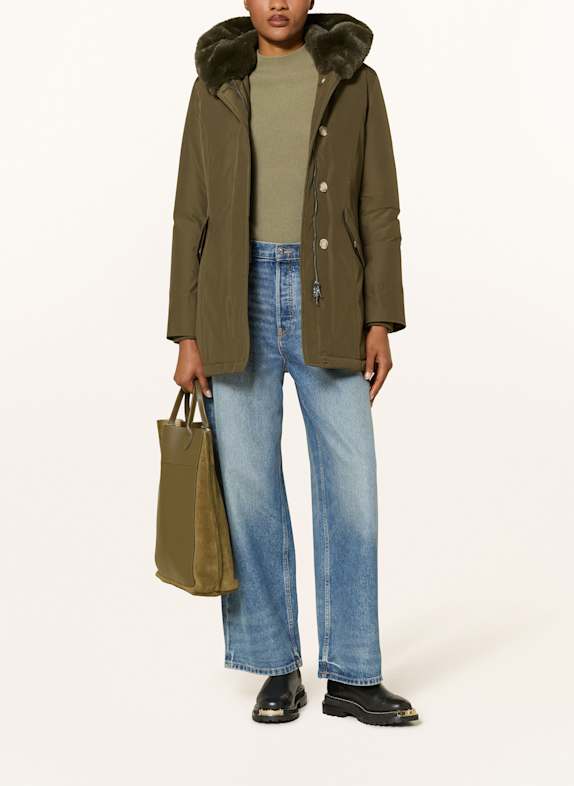 WOOLRICH Daunenjacke BEAKER mit Kunstpelz KHAKI