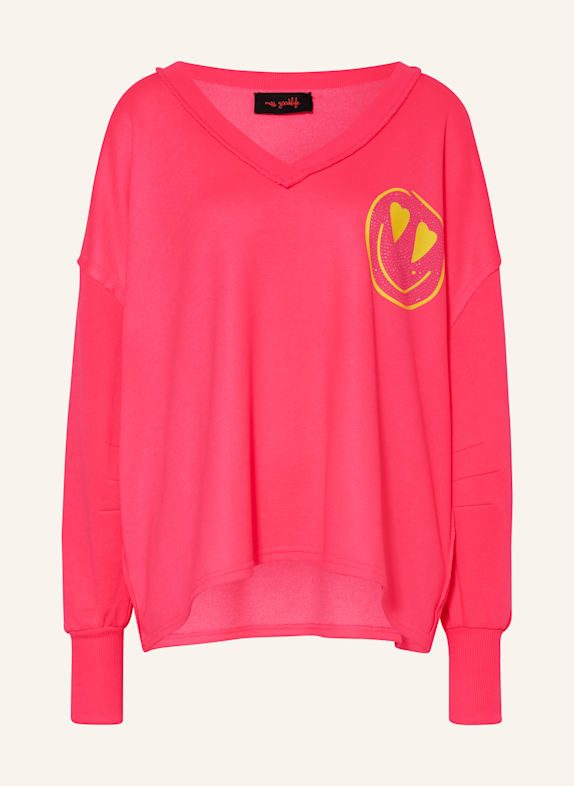 miss goodlife Sweatshirt mit Schmucksteinen NEONPINK/ NEONGELB/ HELLGRAU