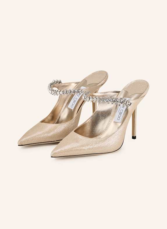 JIMMY CHOO Mules BING with decorative gems GOLD