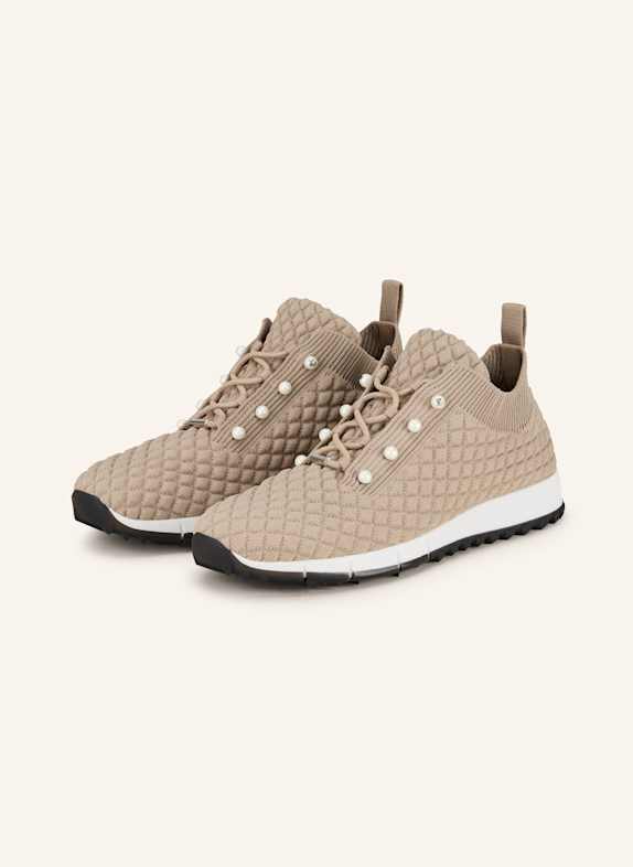 JIMMY CHOO Sneaker VELES mit Perlen TAUPE
