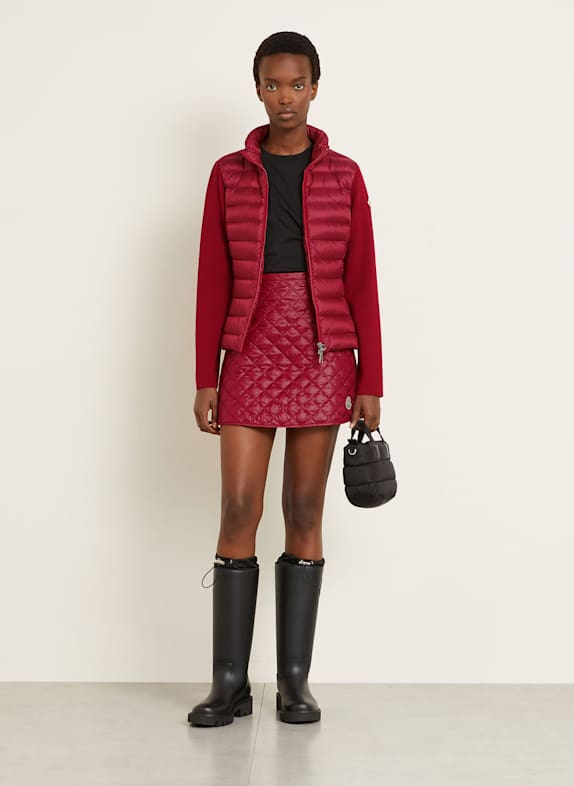 MONCLER Doudoune TRICOT en mélange de matières ROUGE FONCÉ