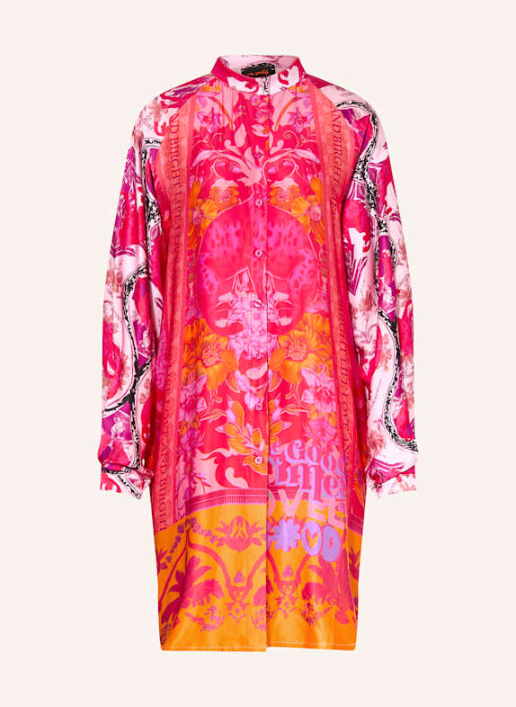 miss goodlife Hemdblusenkleid aus Satin ROT/ PINK/ ORANGE