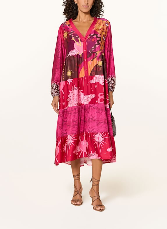 miss goodlife Satinkleid FUCHSIA/ ROT/ ORANGE