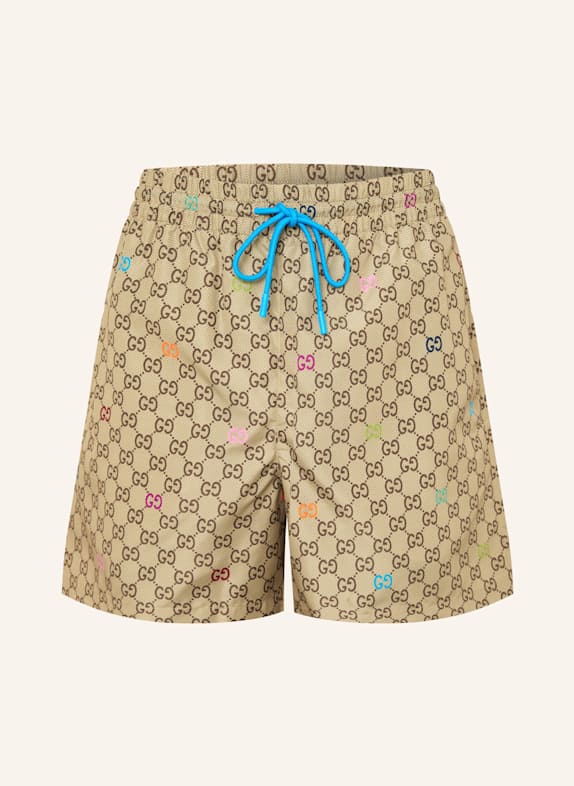 GUCCI Badeshorts BEIGE/ DUNKELBRAUN