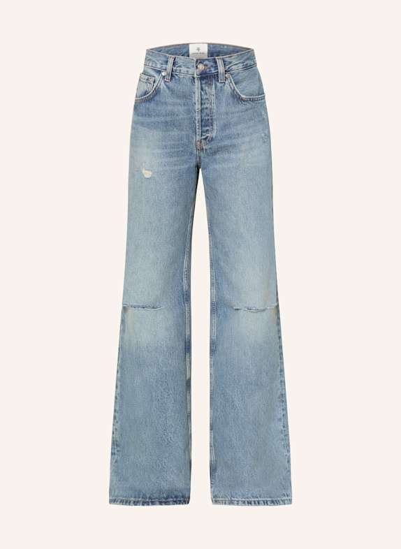 ANINE BING Straight jeans HUGH WASHED BLUE SUMMER INDIGO DESTRUCTED
