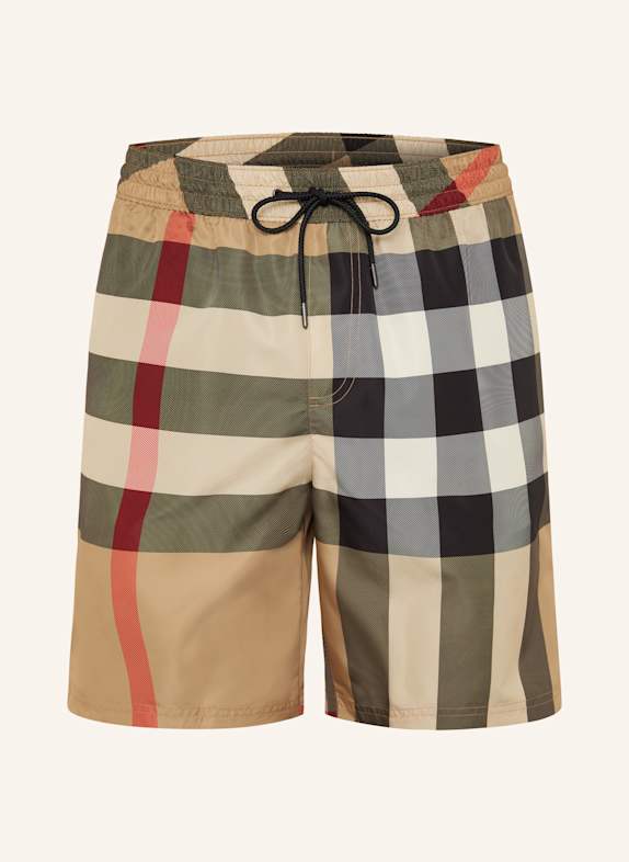BURBERRY Badeshorts BEIGE/ BRAUN/ ROT