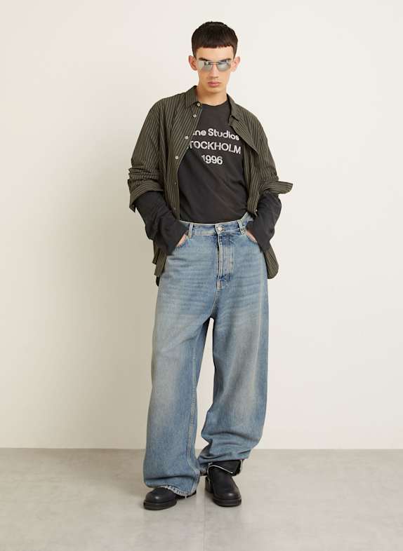 Acne Studios Hemd Relaxed Fit DUNKELGRÜN / WEISS