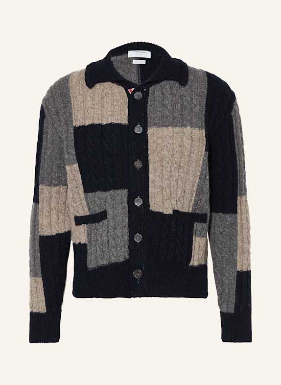 THOM BROWNE. Strickjacke mit Mohair DUNKELBLAU/ GRAU/ TAUPE